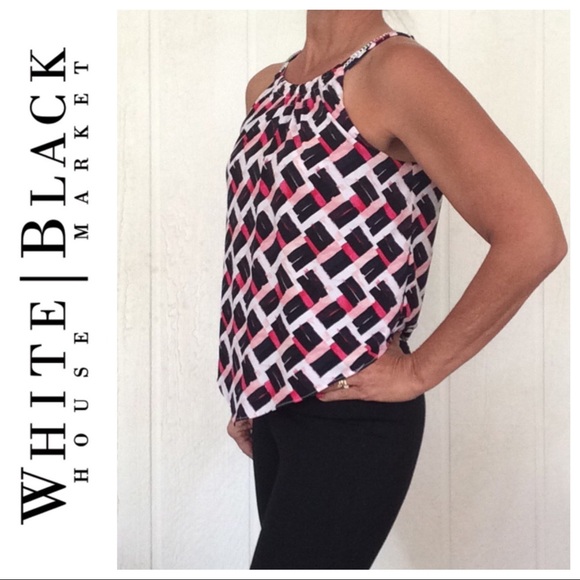 WHITE HOUSE BLACK MARKET SLEEVELESS  LAYERED PRINTED TOP SIZE XS - Picture 5 of 12